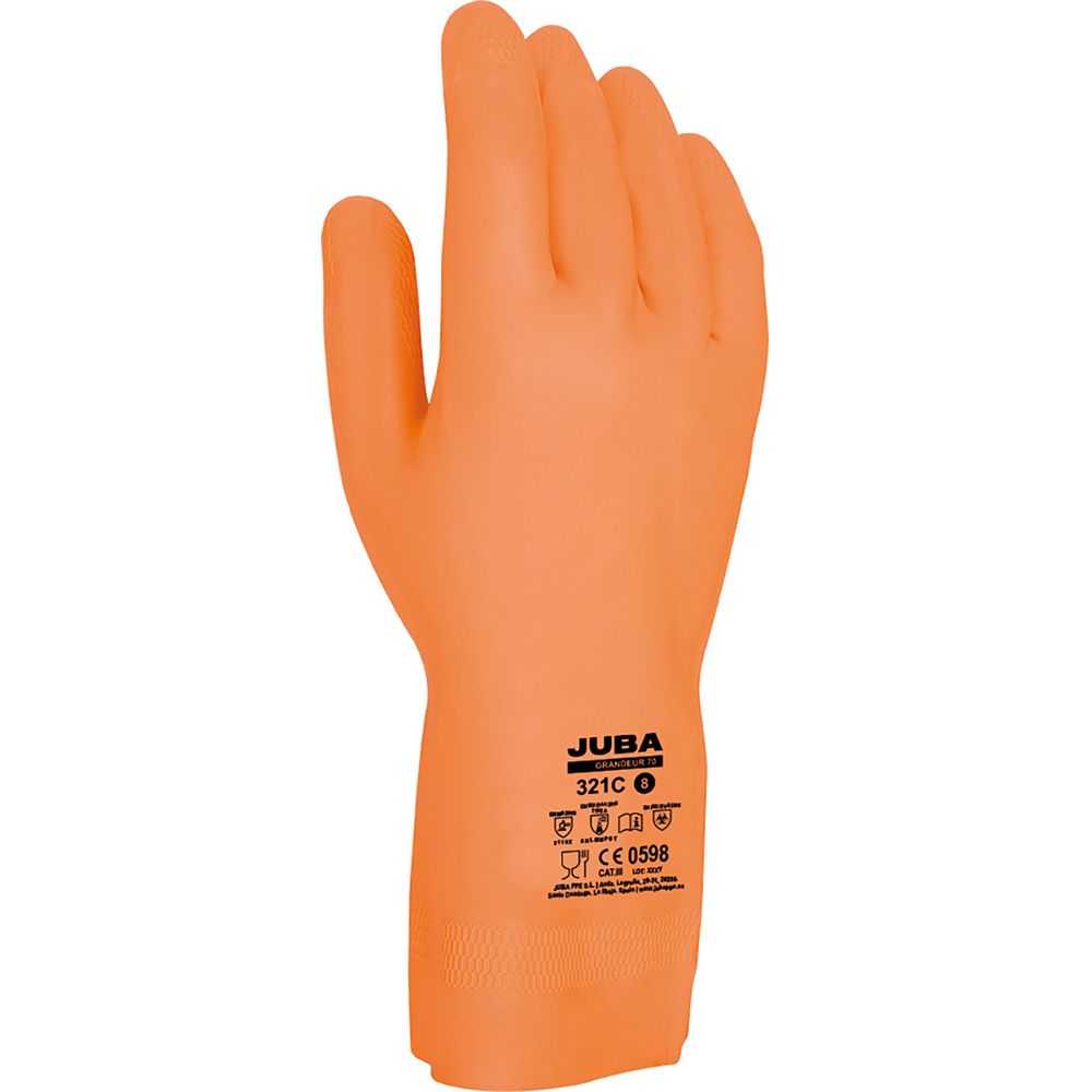 GUANTE LÁTEX / NEOPRENO, FLOCADO INTERIOR ALGODÓN, NARANJA, T-06