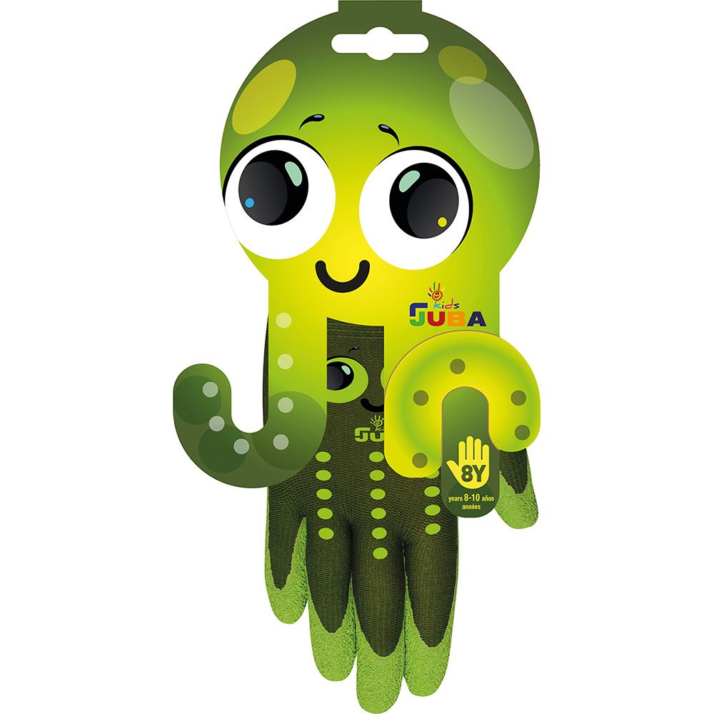GUANTE NAILON PALMA RECUBIERTA LÁTEX RUGOSO, INFANTIL, VERDE, T-08 AÑOS