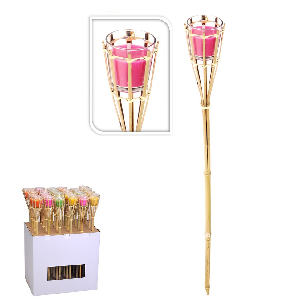 ANTORCHA DE JARDÍN CON VELA DE CITRONELA COLORES SURTIDOS Ø7,5 x 76 cm