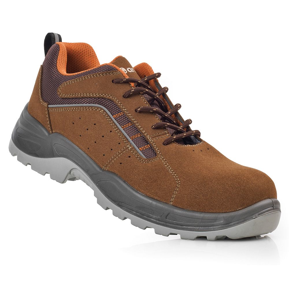 ZAPATOS DE SEGURIDAD LUSITANIA MICROFIBRA SERRAJE MARRÓN S1P METALFREE SRC TALLA 39