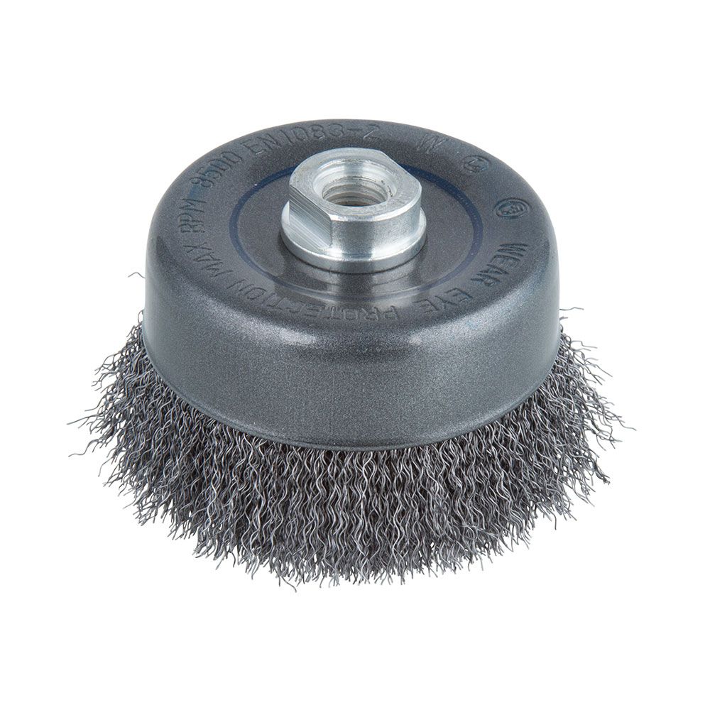 CEPILLO METÁLICO, FORMA DE COPA, TRENZADO ROSCA M14 Ø100 mm