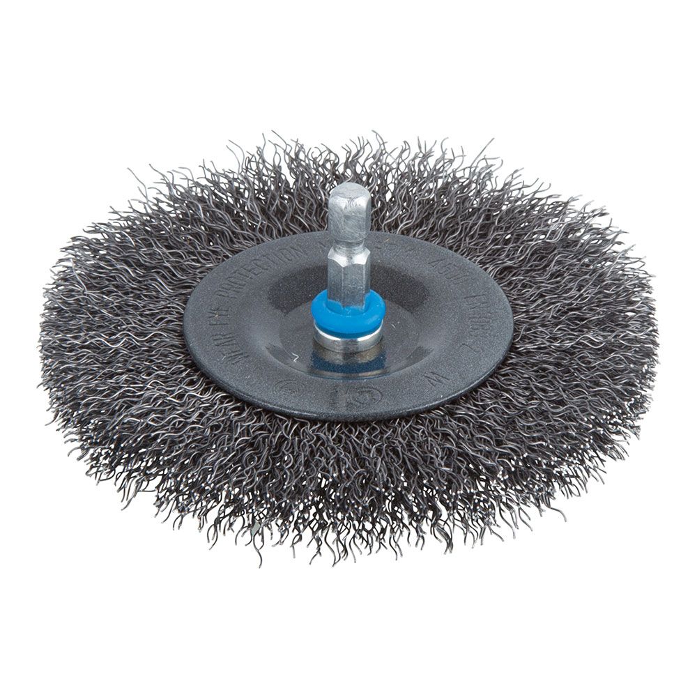 CEPILLO DE DISCO DE ALAMBRE DE ACERO VÁSTAGO HEXAGONAL Ø100 x 10 mm