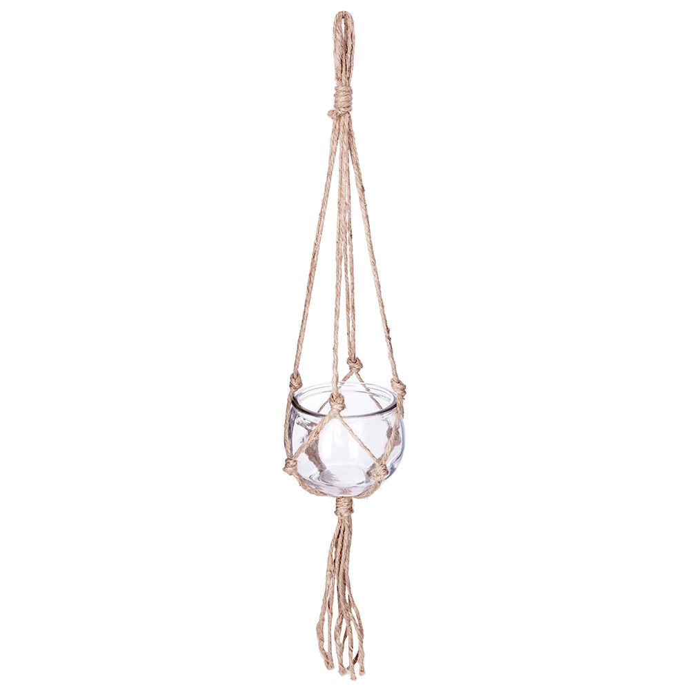 BOLA DE CRISTAL Y COLGANTE DE YUTE Ø10,5 x 56 cm