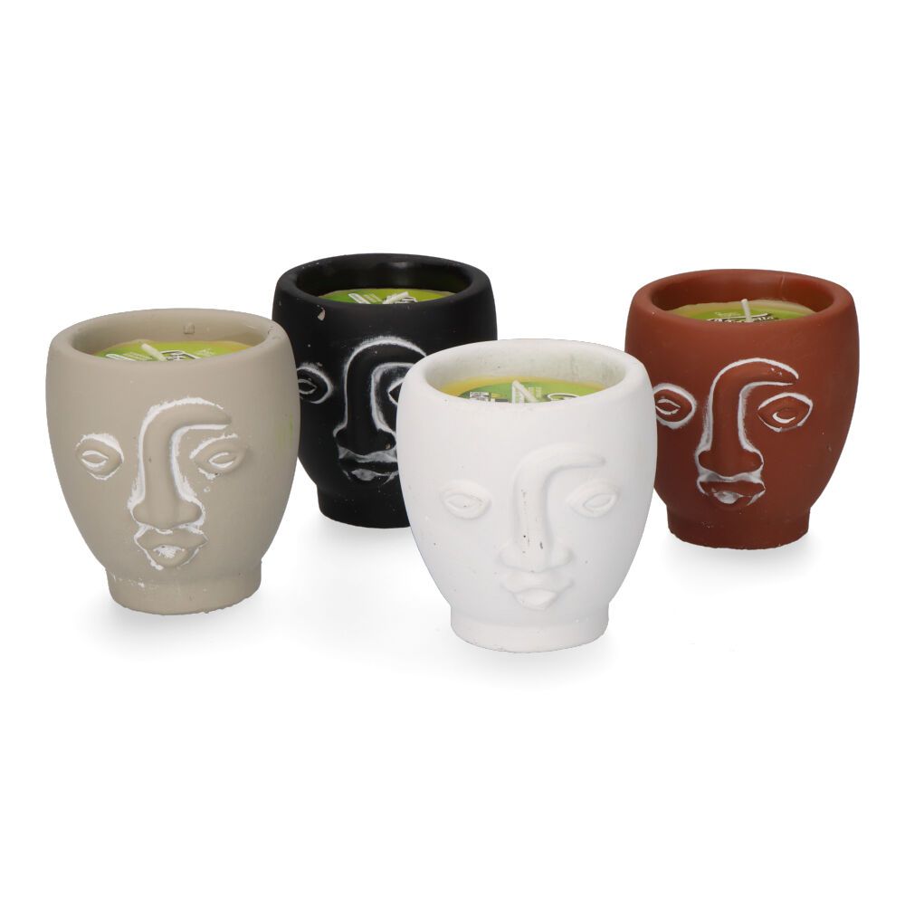 VELA CITRONELA DE TERRACOTA CARAS COLORES SURTIDOS