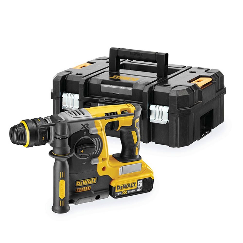 MARTILLO ELECTRONEUMÁTICO SIN ESCOBILLAS XR 18V SDS PLUS® 2,1J CON 2 BATERÍAS LI-ION 5AH CON MALETÍN TSTAK II DCH273P2T-QW DEWALT