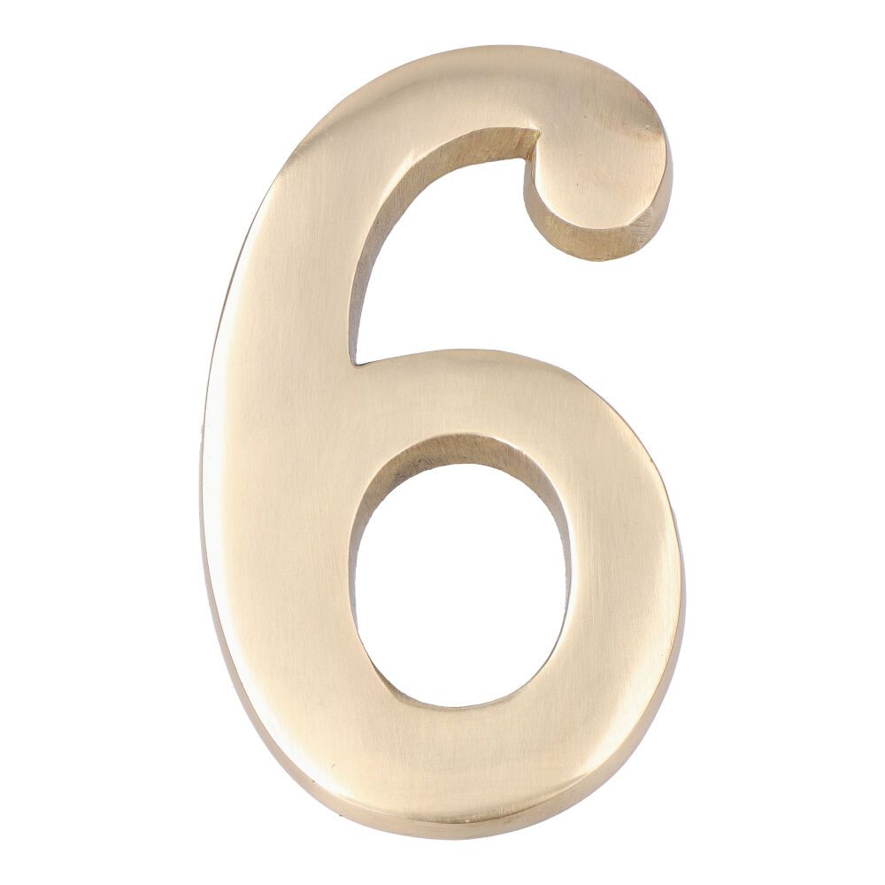 NÚMERO 6 LATÓN PULIDO 10cm FIJACIÓN INVISIBLE
