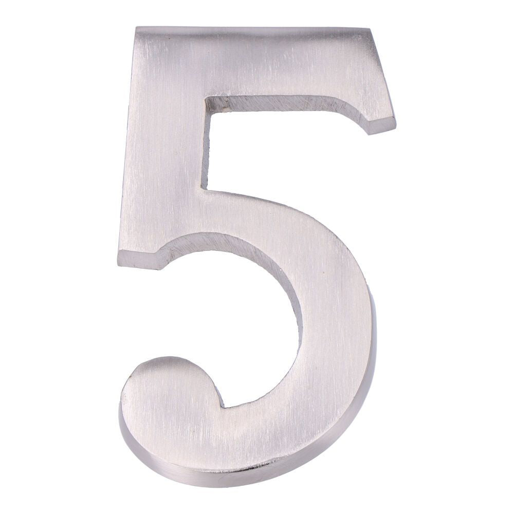 NÚMERO 5 NIQUEL MATE 10cm FIJACIÓN INVISIBLE