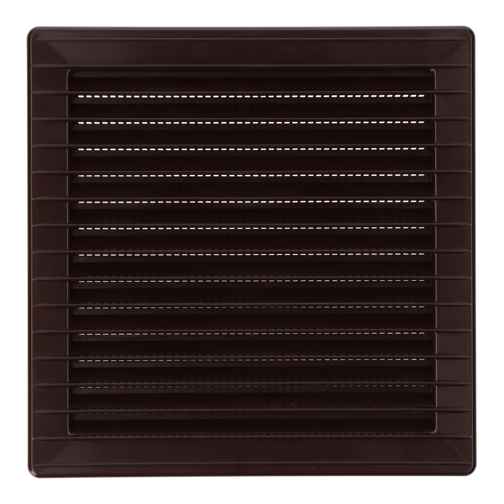 REJILLA VENTILACIÓN CUADRADA EMPOTRABLE CON MOSQUITERA 140 x 140mm ABS MARRÓN
