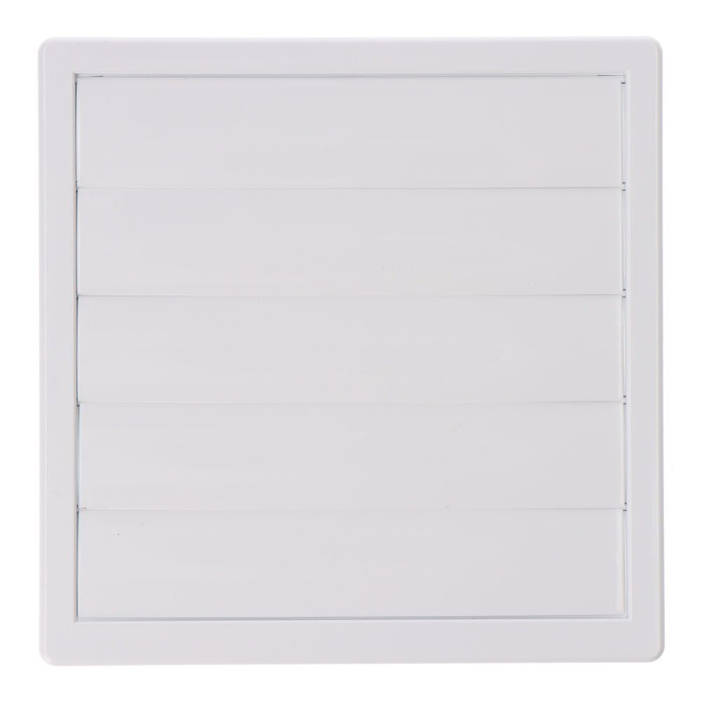 REJILLA VENTILACIÓN CUADRADA EMPOTRABLE CON LAMAS MÓVILES 170x170mm ENCLAVAMIENTO Ø100MM ABS BLANCA