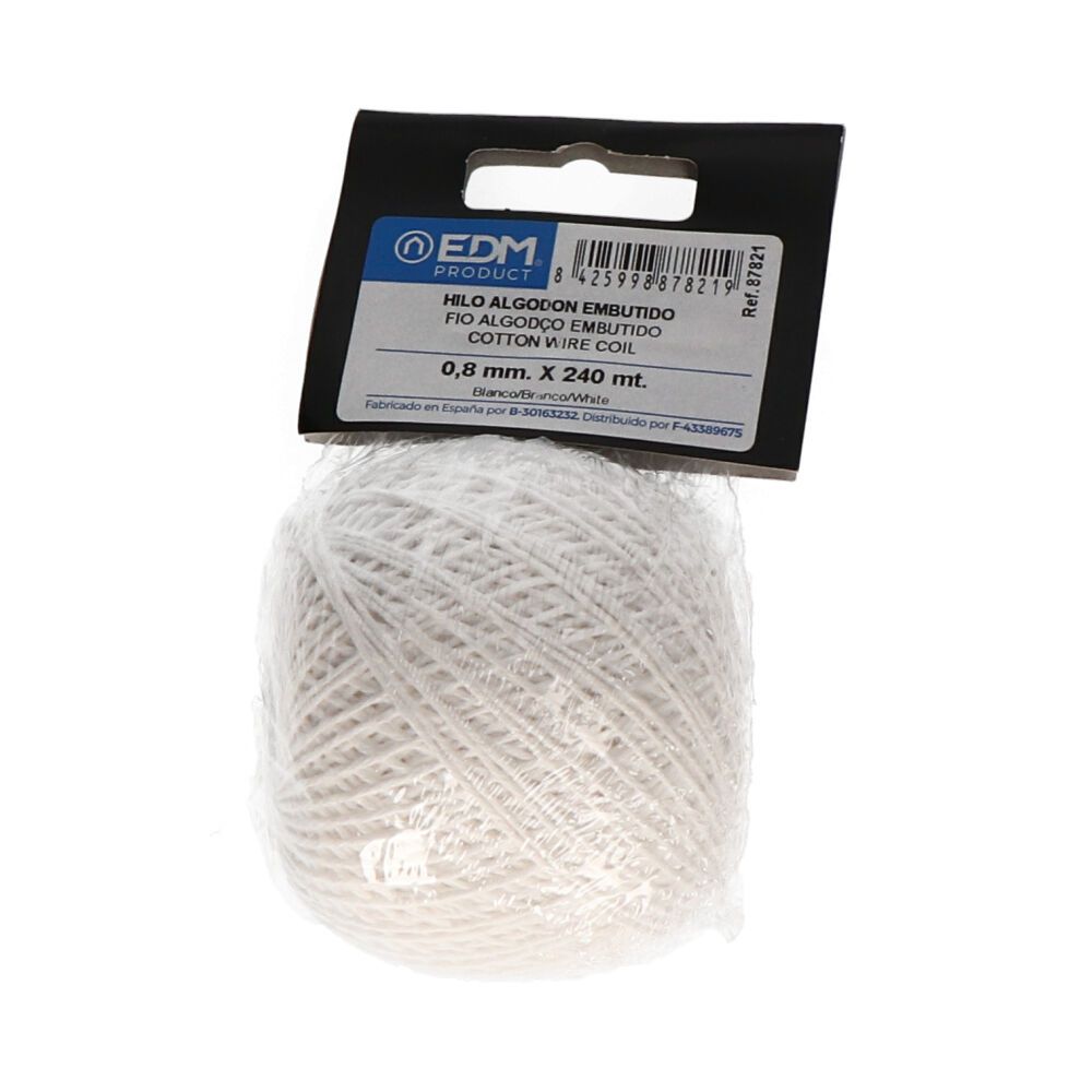 HILO ALGODÓN EMBUTIDO BLANCO CALIBRE 0,8 mm x 240 m