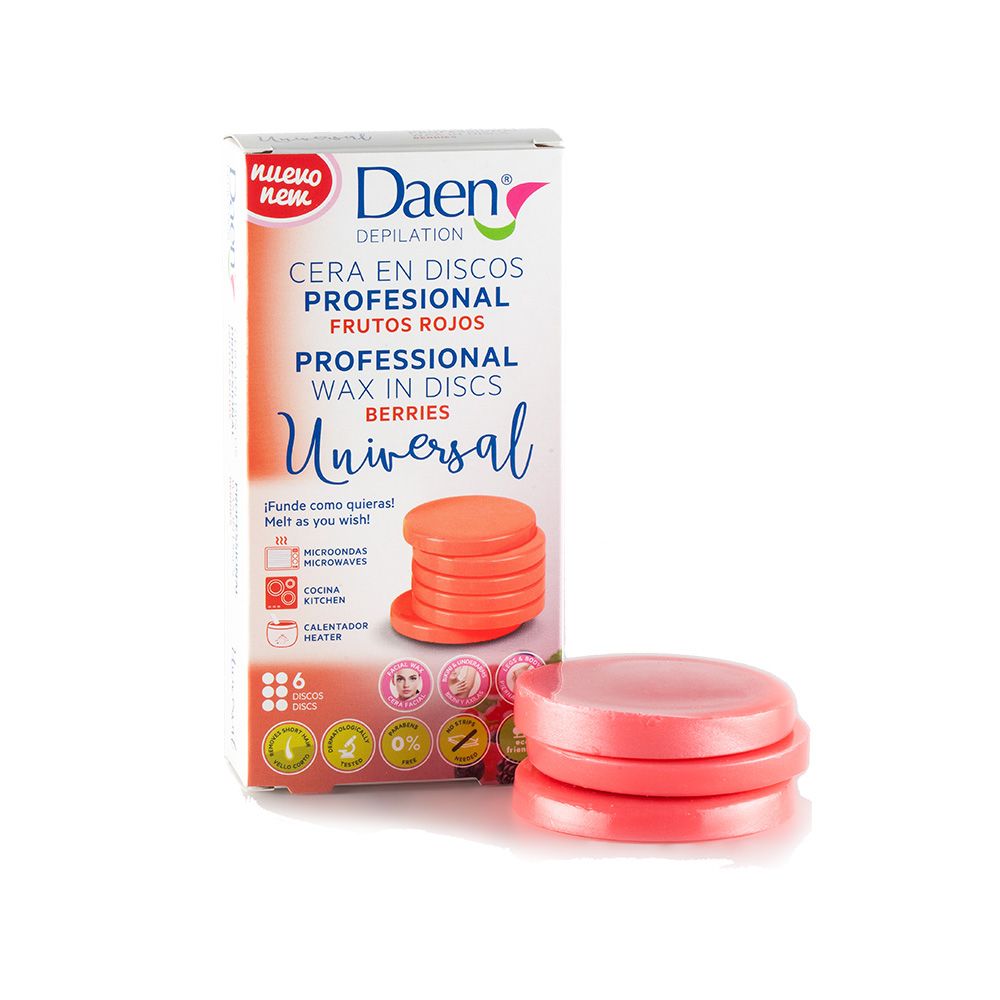 CERA DE DEPILACIÓN EN PASTILLAS FRUTOS ROJOS DAEN 120 g
