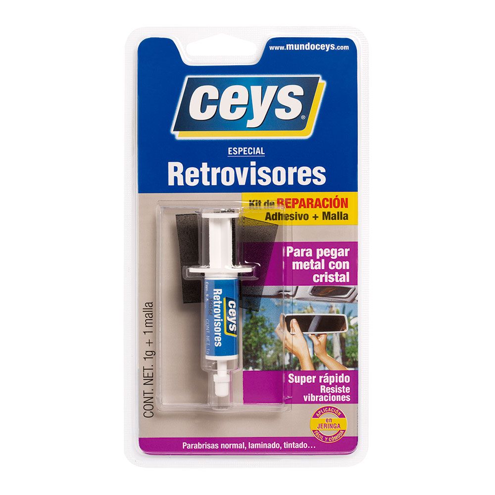 ADHESIVO ESPECIAL REPARACIÓN RETROVISORES ADHESIVO 1 g + MALLA