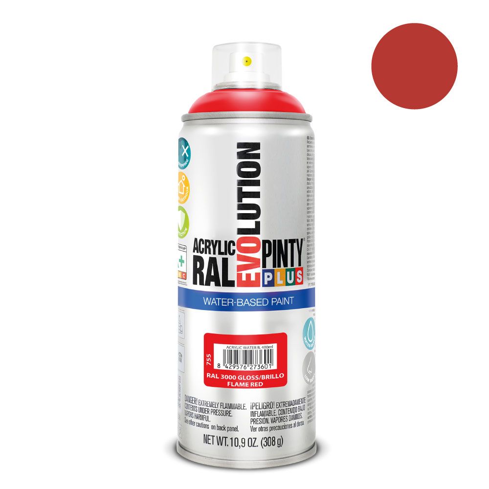 PINTURA ACRÍLICA SPRAY EVOLUTION WATER-BASED 520 cc RAL 3000 ROJO VIVO
