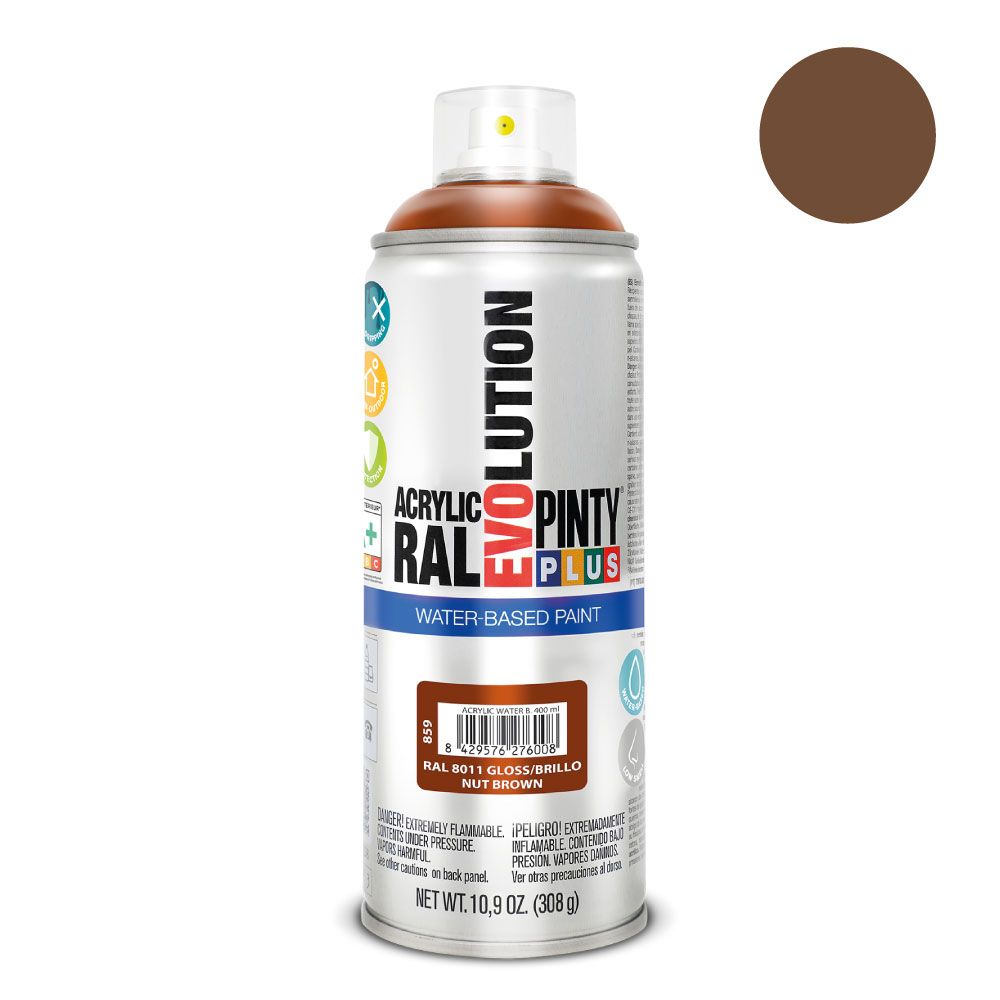 PINTURA ACRÍLICA SPRAY EVOLUTION WATER-BASED 520 cc RAL 8011 PARDO NUEZ