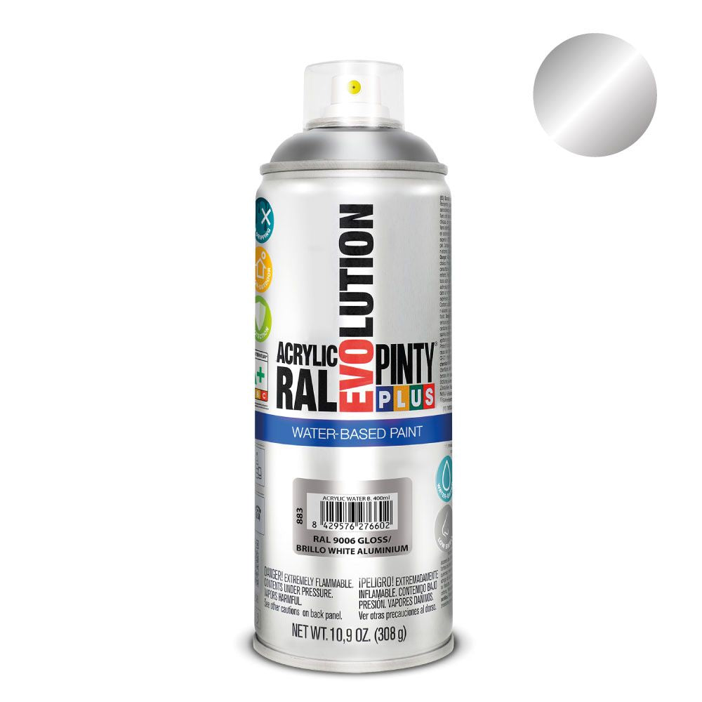 PINTURA ACRÍLICA SPRAY EVOLUTION WATER-BASED 520 cc RAL 9006 ALUMINIO BLANCO