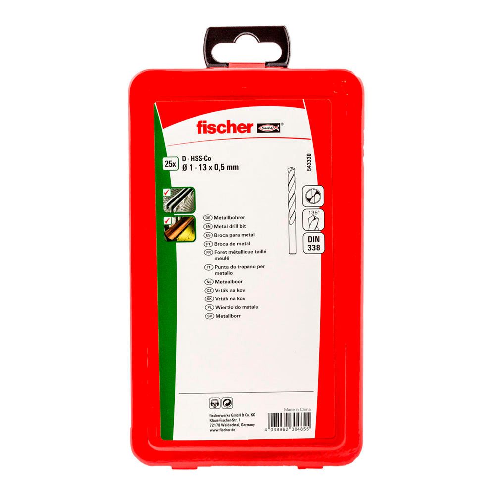 BROCA PARA METAL HSS-Co DIN 338, JUEGO 25 PIEZAS, Ø1,00 - Ø13,00 mm