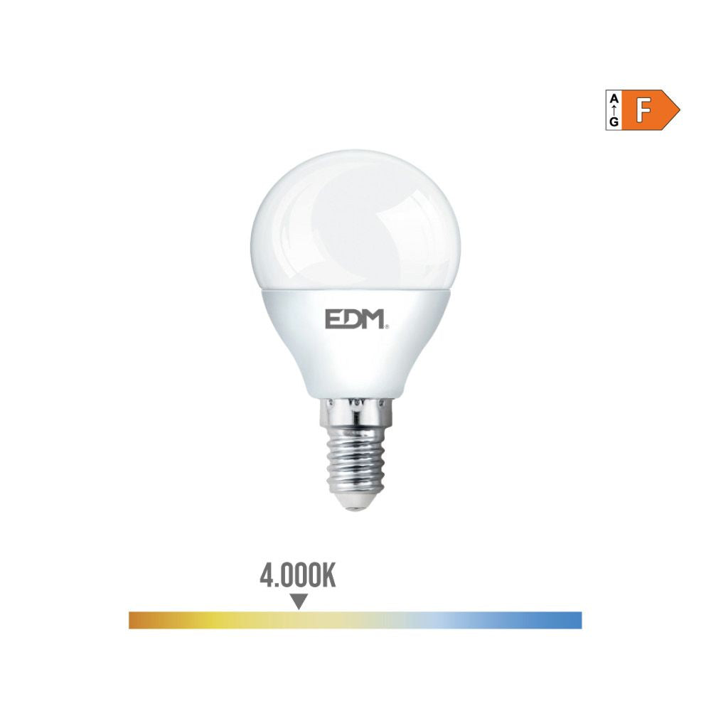 BOMBILLA ESFERICA LED E14 7 w 600 lm 4000 k LUZ DIA Ø4,5 x 8 cm