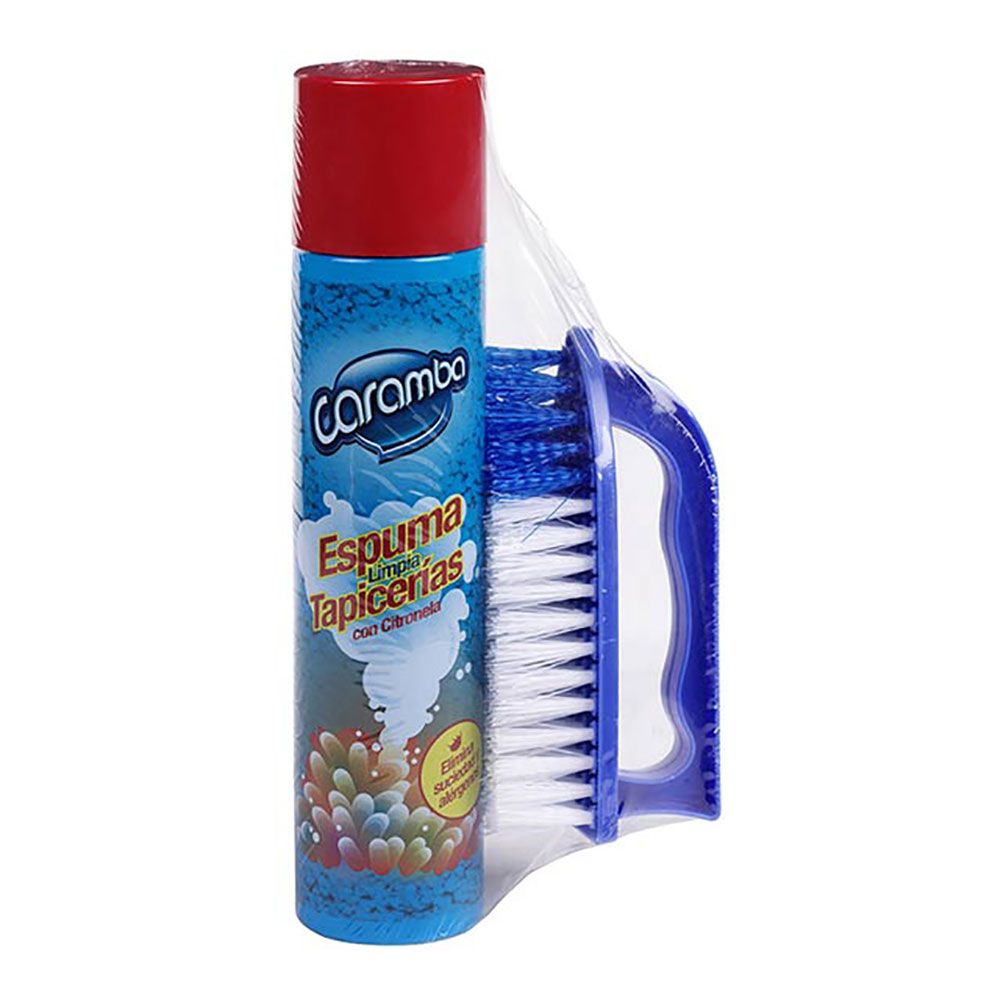 LIMPIADOR DE TAPICERIAS EN ESPUMA 300 ml + CEPILLO CARAMBA