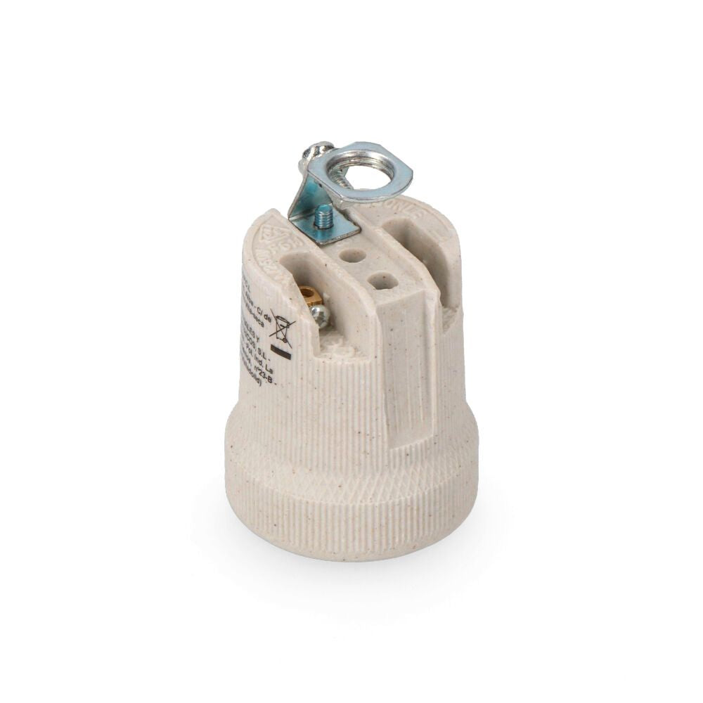 PORTALÁMPARAS PORCELANA E-27 BEIGE (ENVASADO)