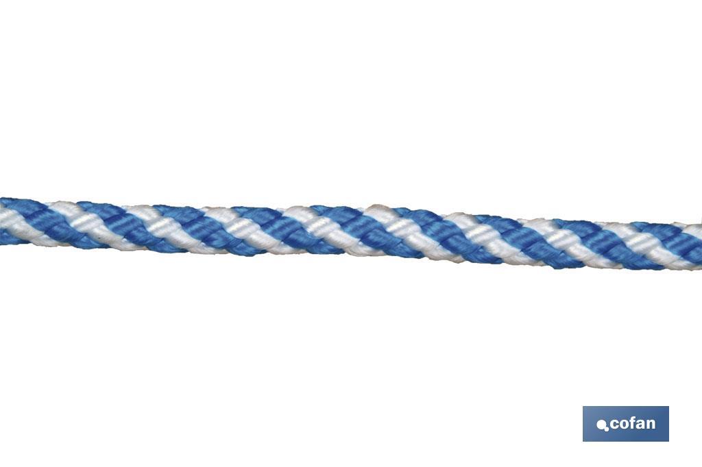 CUERDA HELICOIDAL 8MM 50 M. BCO/AZUL