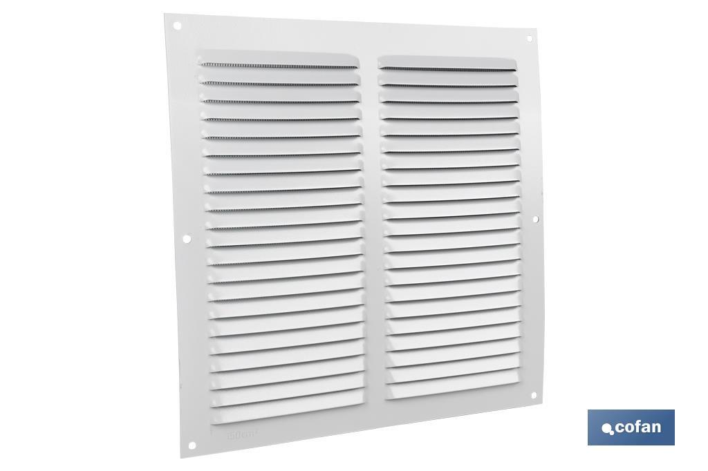 REJILLA DE VENTILACIÓN ALUMINIO BLANCO CON MOSQUITERA 25 X 25 CM