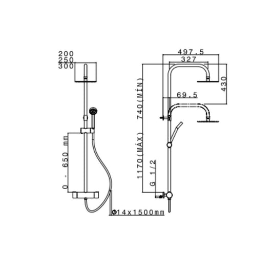 Columna Ducha Termostática Negra BUADES - Pinturas y Tarimas Ideas