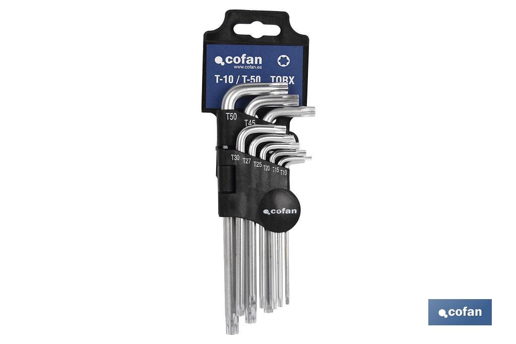 JGO 9 LLAVES ACODADAS TORX (T-10 - T-50)
