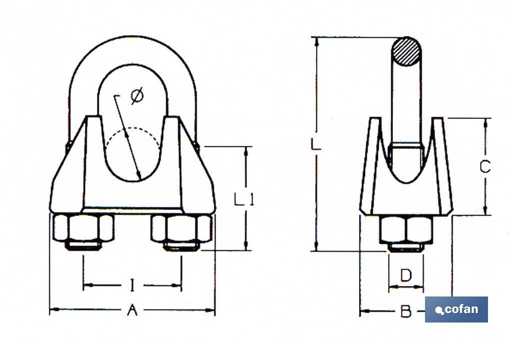 SUJETACABLES DIN-741 ZINCADO M-16