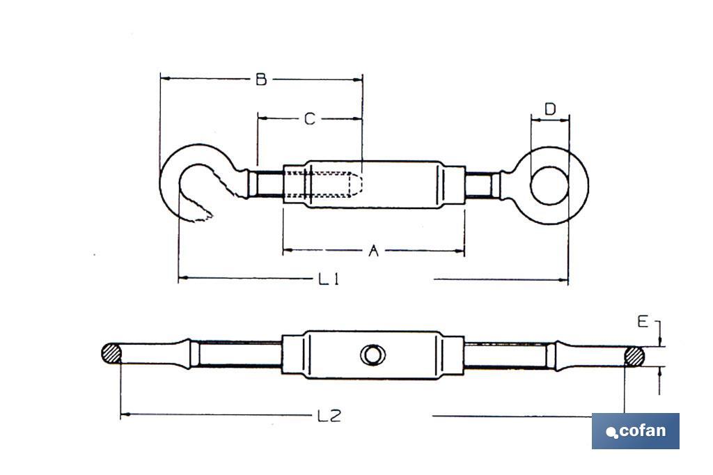 TENSOR TUBULAR GANCHO-ANILLA M-8