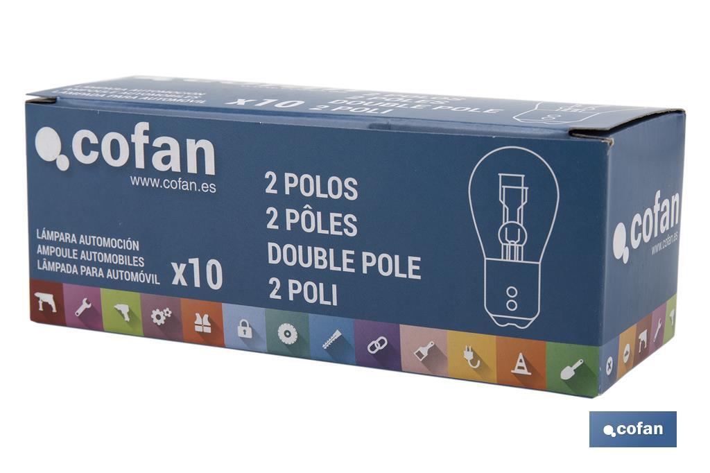 LÁMPARA COFAN 2 POLOS ROJA CENTRADA P21/5W (BAY15d) 12V
