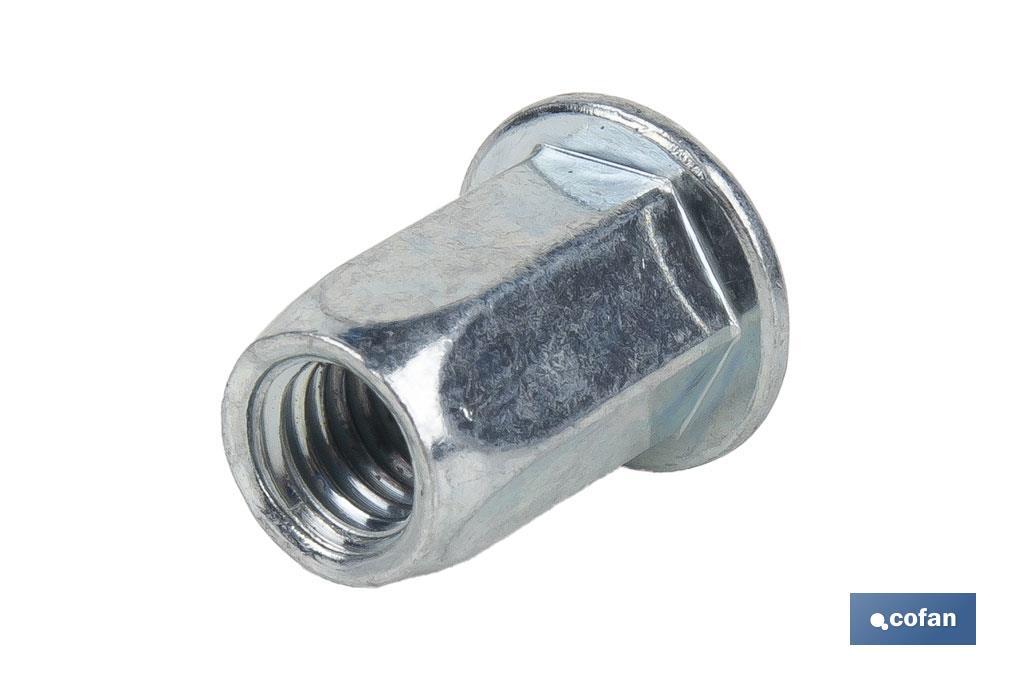 TUERCAS REMACHABLES HEXAGONAL ANCHAS ACERO M6