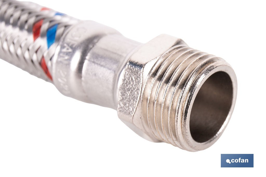 CONEXIÓN FLEXIBLE INOX PARA TERMO M1/2 - H3/4 30 CM.