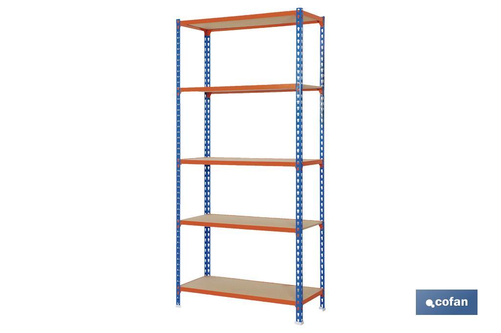 ESTANTERÍA AZUL/NARANJA 5 BALDAS DE MADERA 2000 X 1000 X 500 MM