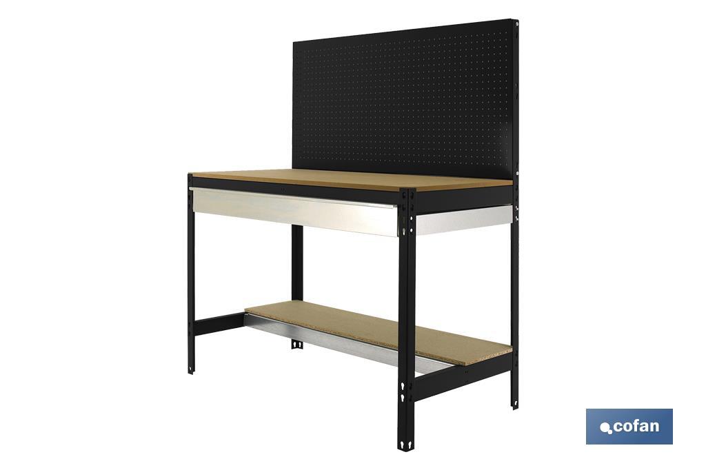 BANCO DE TRABAJO CON CAJÓN Y PANEL ANTRACITA MADERA L-1210 MM