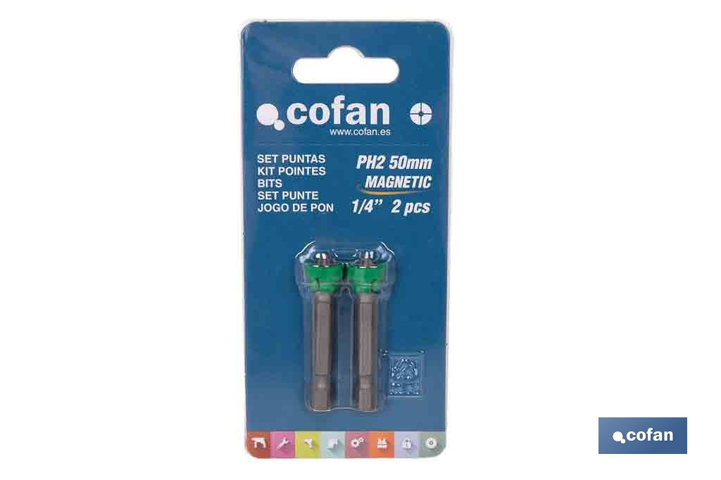 SET 2 PUNTAS 1/4 C/MAGNETISMO PH-2
