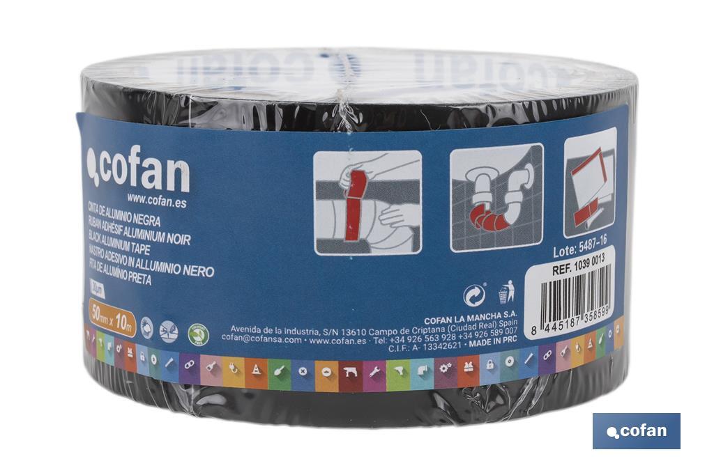 CINTA DE ALUMINIO NEGRA 30 MICRAS 50 MM X 10 M