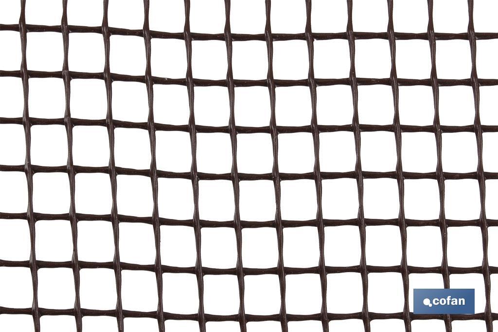 MALLA PLAST. CUADRADA JARDIN 10mm MARRON 1x25m