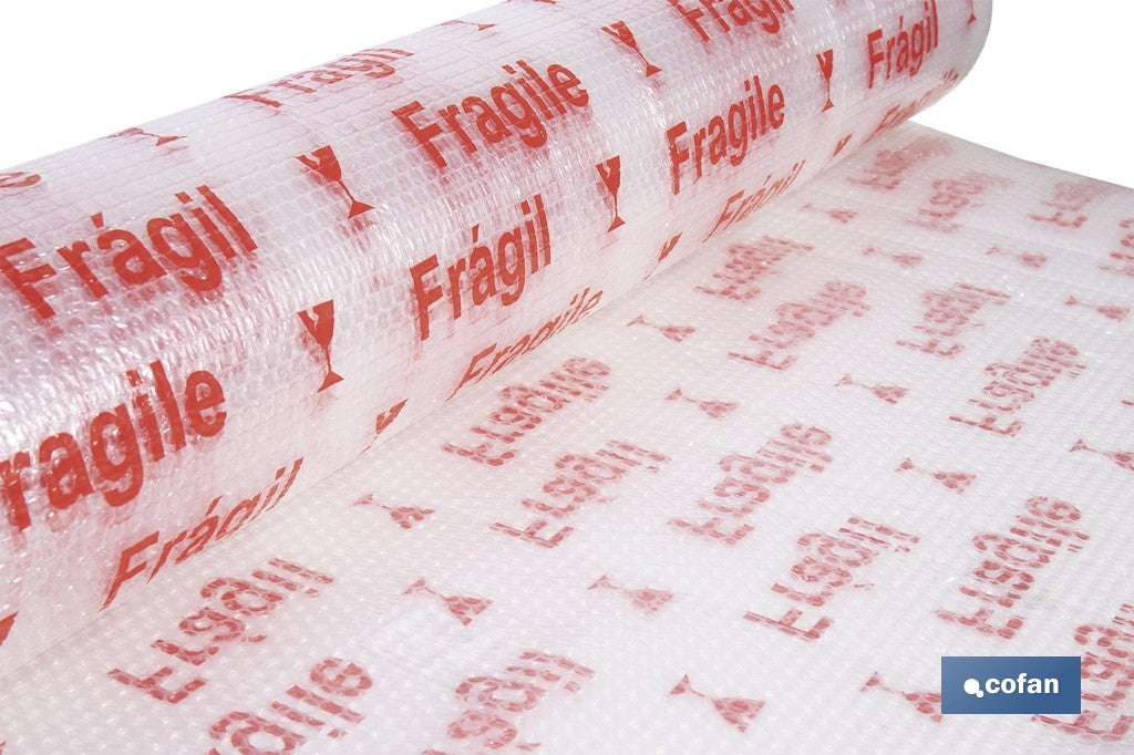 ROLLO DE PLÁSTICO DE BURBUJA FRÁGIL 40 G/M2, 1,2 X 10 M