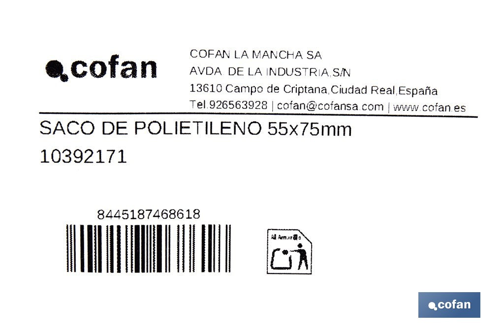 PACK 10 SACOS DE POLIETILENO 550 X 750 MM