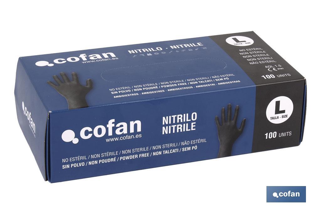 CAJA 100 UNDS. GUANTES DE NITRILO NEGRO T - L
