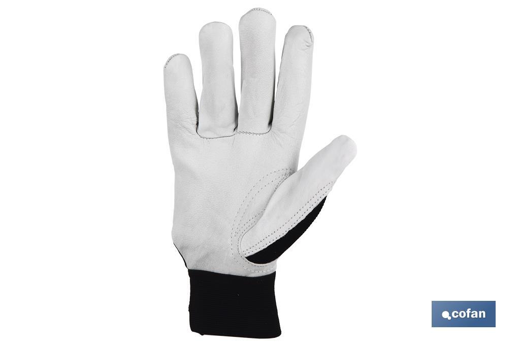 GUANTE VACUNO DORSO TELA + VELCRO T-8