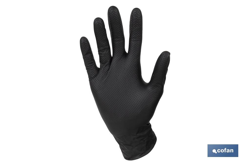 CAJA 100 UDS. GUANTES DE NITRILO NEGRO DIAMANTADO 8,5 G TALLA XL