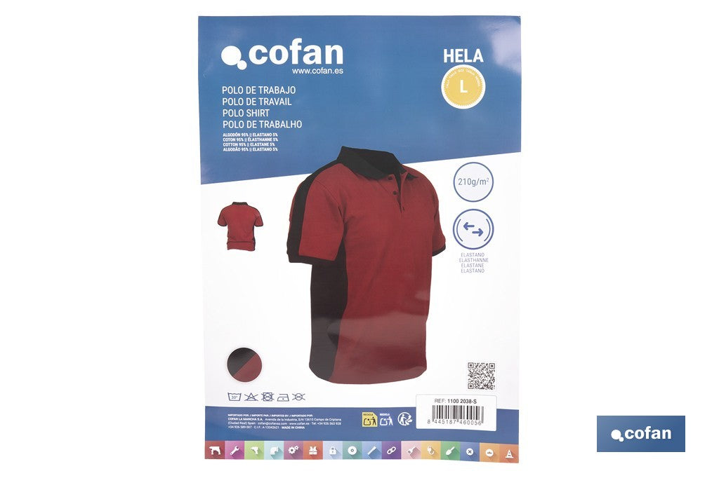 POLO HELA ELASTANO 210 G/M2 ROJO OSCURO-NEGRO TALLA XXL