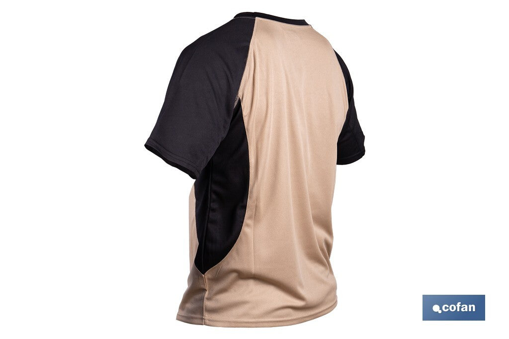CAMISETA TRANSPIRABLE MODELO PILOTE BEIGE-NEGRA 160 g/m2 TALLA-M