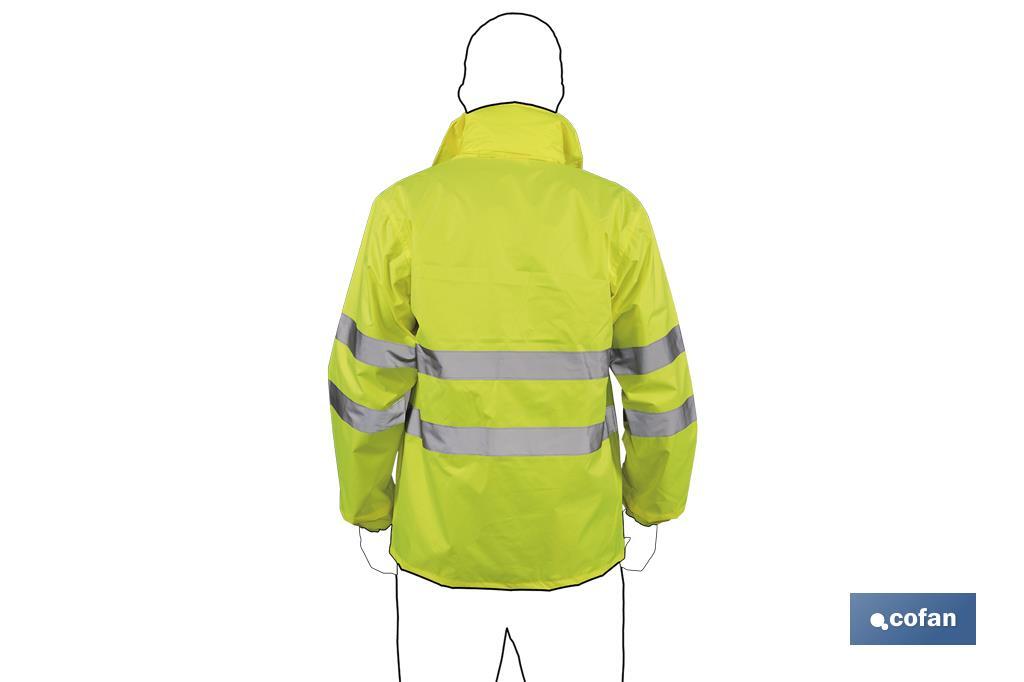 CHAQUETA DE LLUVIA DE ALTA VISIBILIDAD MODELO PÓLUX AMARILLA TALLA M