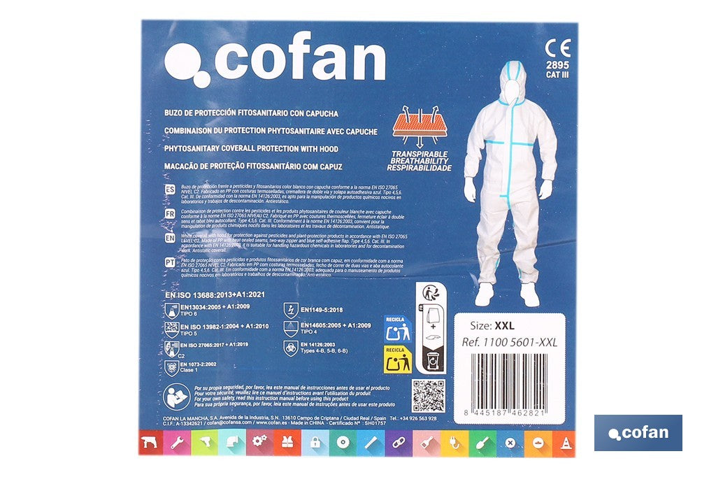 BUZO C/CAPUCHA FITOSANITARIOS ISO 27065 TALLA XXL