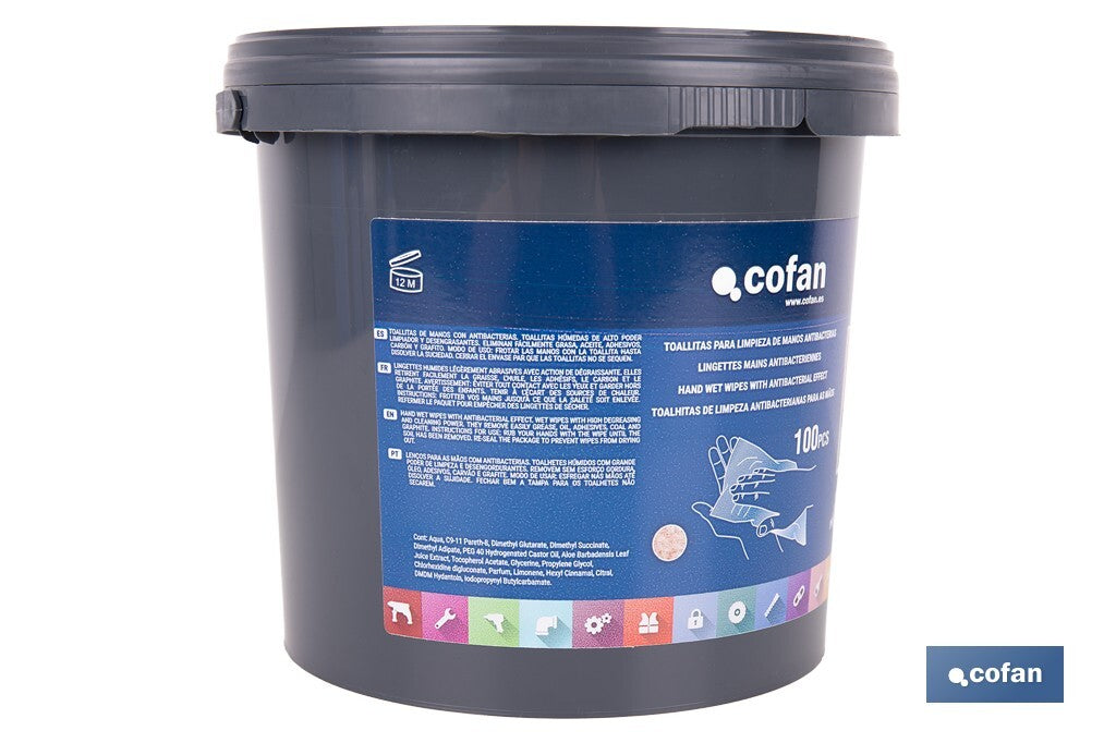 TOALLITAS PARA LIMPIEZA DE MANOS ANTIBACTERIAS 100 UDS