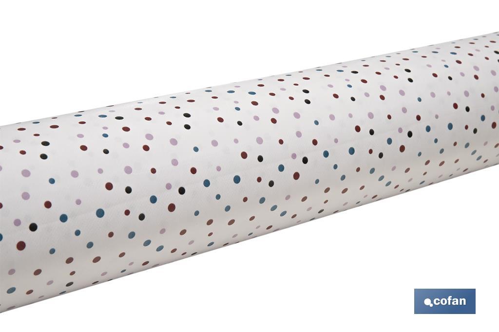 ROLLO MANTEL ANTIMANCHAS 1,40 x 25m 50% ALG/50% PVC.PUNTOS