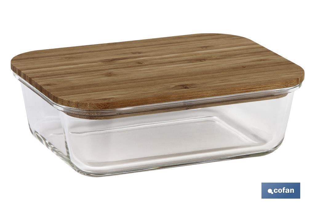 SET DE 3 RECIPIENTES DE BOROSILICATO CON TAPA DE BAMBÚ MODELO PANDA 640 ML-1040 ML -1520 ML