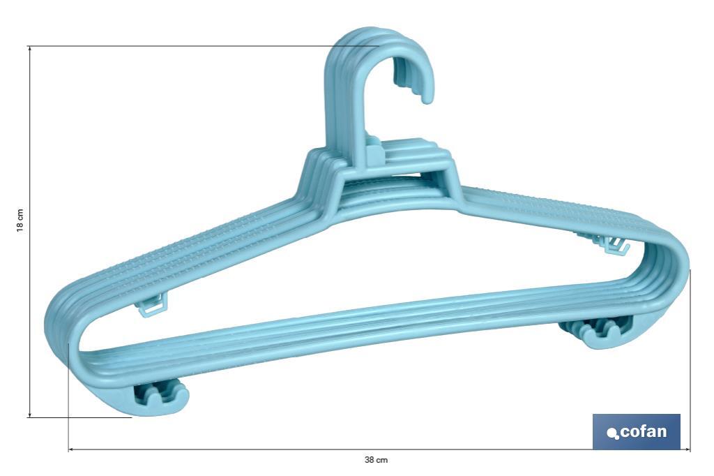 PACK DE 6 PERCHAS AZULES CLARO 38 X18 CM
